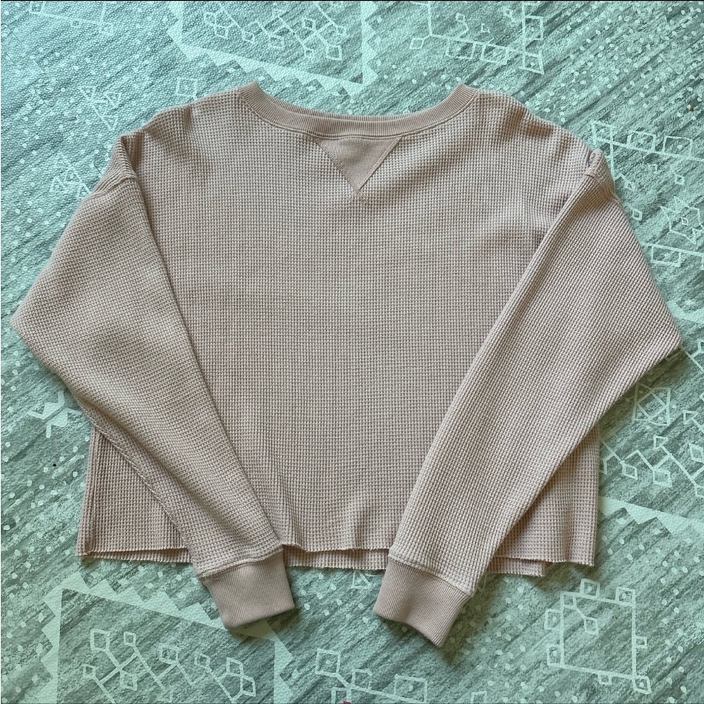 Abercrombie & Fitch Light Pink Waffle Knit Top